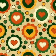 Seamless background with embroidered hearts