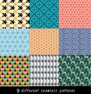 Nine geometric patterns and seamless