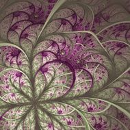 Beautiful fractal flower in vinous and gray Computer generated
