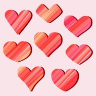 Set of Textured Hearts on Pink Background N2