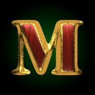 vector golden figure with red wood m