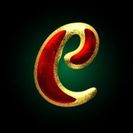 vector golden and red letter c N2