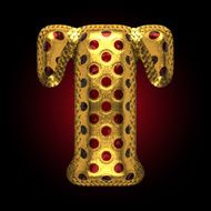 vector golden and red letter t N3