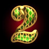 vector golden and green letter 2