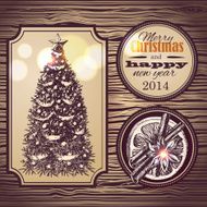Christmas and New Year vector greeting card N3