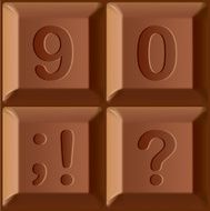 Vector numerals sand punctuation marks on blocks of chocolate bar