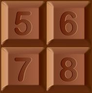 Vector characters printed on blocks of chocolate bar Figures