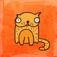 Cute Cat on Grunge Background N2