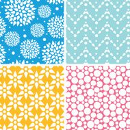 Four vibrant abstract geometric patterns and backgrounds