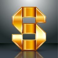 Letter metal gold ribbon - S