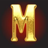 Vector golden letter m on red