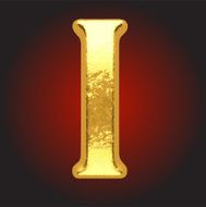 Vector golden letter i on red