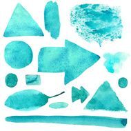 Watercolor set of isolated green spots