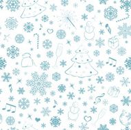 Seamless pattern with snowflakes and Christmas symbols N3