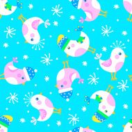 Winter seamless pattern with cute birds