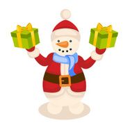 Snowman with gift Vector