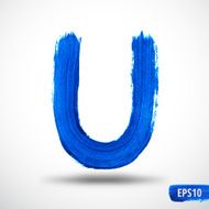 Watercolor Alphabet Letter U Grunge background