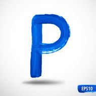 Watercolor Alphabet Letter P Grunge background