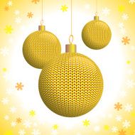 Three Gold Knitted Christmas Balls