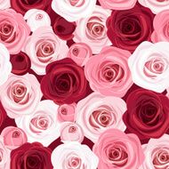 Seamless pattern with red and pink roses Vector illustration