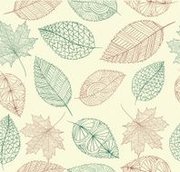 Fall season concept Different transparent leaves seamless pattern background illustration N2