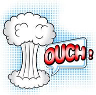 cartoon explosion with the speech bubble ouch