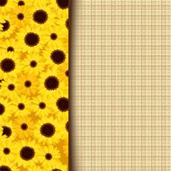 Vector card with sunflowers and beige sacking