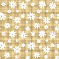 White flowers on a beige wicker background Vector seamless pattern N2