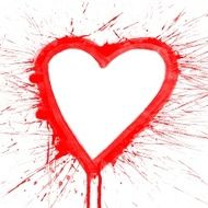 Red Water Color splash on heart