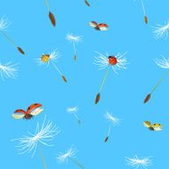 seamless background with dandelion and ladybug