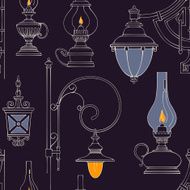 Vector vintage lamp seamless pattern