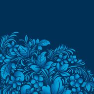 blue flower ornament gzhel russian style N2