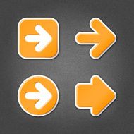 Orange arrow sticker direction label sign internet icon noise texture