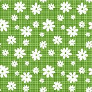 White flowers on green wicker background Eps-10 vector seamless pattern N2