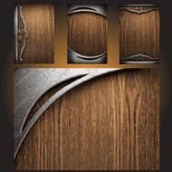Vector metal on wood background set N18