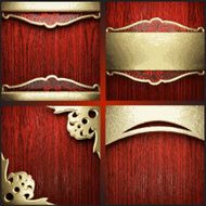 Vector red wood and gold background set N2