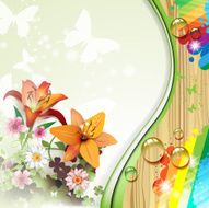 Wood background with lilies N2