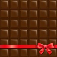 Chocolate Background With Red Bow