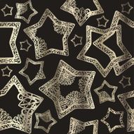 Seamless pattern with decorated gold stars N2