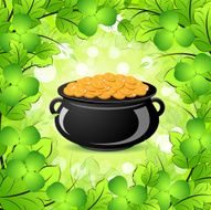 St Patricks Day Cauldron with Gold Coins N2