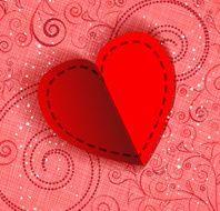 Red Heart With Shadow Valentine&#039;s day vector illustration