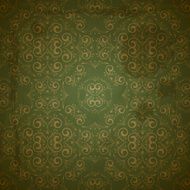 floral golden pattern on green grungy background