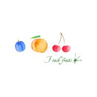 Vector watercolor background Peach plum and cherry