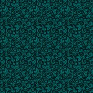 Seamless swirly floral background of dark turquoise winter holidays colors