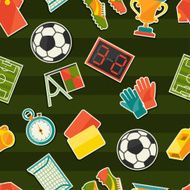 Sports seamless pattern with soccer (football) stickers N2