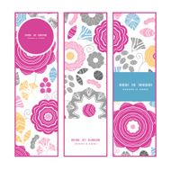 Vector vibrant floral scaterred vertical banners set pattern background