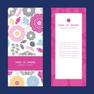 Vector vibrant floral scaterred vertical frame pattern invitation greeting cards