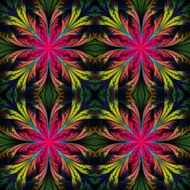 Beautiful pattern from fractal flowers Pink and yellow palette N2