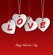 Valentines card with hearts and the word love