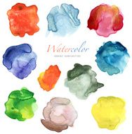 Set of abstract color watercolor blot